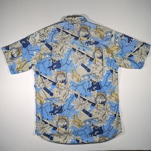 Vintage Via Cortesa Dress Shirt Men's Size XL Button Up Tiger Rino Jungle Travel